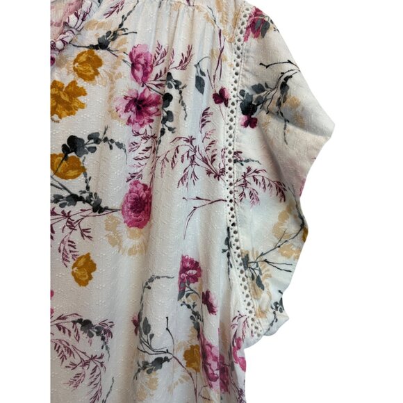 Buffalo David Bitton Womens Floral Dainty Boho Top XL White Cutout Cottagecore - Picture 3 of 8